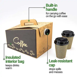 Caja de transporte corrugada desechable impresa a medida con asa, dispensador de bebidas a granel para llevar, dispensador de café O' <span class=keywords><strong>Joe</strong></span>, caja de viaje - Product Image 3