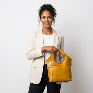Women <b>Genuine</b> <b>Leather</b> Custom Logo Vintage Solid Tote <b>Bag</b> with Zipper Closure Eco-Friendly Custom Size for Daily Use - Product Image 3