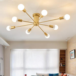 HFBH Lustres modernes lumières noir/or rétro araignée lumière Semi encastré plafonnier Vintage métal étoile éclairage - Product Image 2