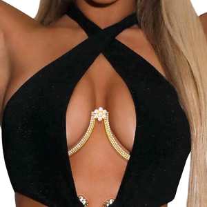 Artivelle 水晶花朵胸饰水钻比基尼身体链内衣饰品女式身体饰品内衣 - Product Image 2