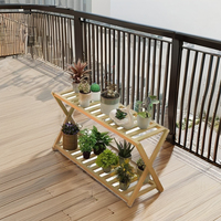 Support de plantes en bambou à 2 niveaux pour balcon extérieur, table, banc, étagère, support de plantes d'intérieur pour salon, 2026
