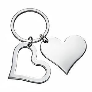 Portachiavi a forma di cuore in argento, ciondolo in metallo con simbolo d'amore, regalo per coppie - Product Image 2