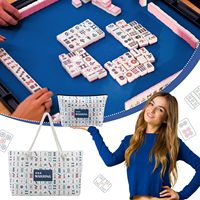 Ensemble de Mahjong Américain Personnalisé en PU avec Housse de Protection Minimaliste Unisexe et Sac de Rangement pour 4 Joueurs, Support et Poussoir de Cartes