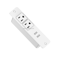 Multiprise encastrable pour bureau avec 2 prises CA et 2 ports USB-A, prise de courant encastrée pour mobilier de bureau