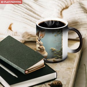 Custom Frosted Black <b>Ceramic</b> <b>Mug</b> 11oz Heat Sensitive Blank Cup For Business Promotion Logo - Product Image 3