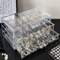 Boîte de rangement et présentoir à bijoux en acrylique transparent à 3 niveaux et 72 compartiments, pour boucles d'oreilles, perles et bagues, pour femmes et filles