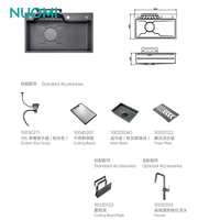 NUOMI WRIGHT Évier de cuisine multifonction en acier inoxydable Évier de cuisine intelligent de luxe Évier de cuisine moderne fait à la main sous le comptoir