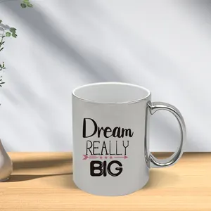 Latest custom printing Metallic effect 11oz mirror surface coffee mugs sublimation colorful coat printing porcelain mugs