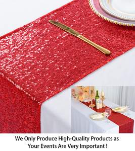 Drapeau de table de banquet de mariage de noël nappe ronde nordique rouge or pailleté pour la fête de vacances - Product Image 2