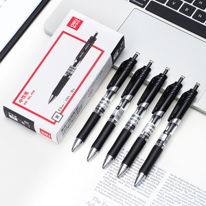 Bolígrafo Neutral Deli S01 de 0.5mm con Punta de Resorte, Negro, Tipo Presión, para Uso en Oficina y Escuela - Product Image 1