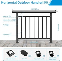 Kit de garde-corps de terrasse 72'' L x 36'' H en métal noir, connectable, finition thermolaquée pour balcon, escalier, villa - Design moderne, résistant aux intempéries
