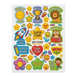 Hoja de Pegatinas Personalizadas Ecológicas con Corte Kiss-Cut para la Educación Infantil, Enseñanza y Diversión Escolar - Product Image 4