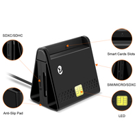 ZOWEETEK Lector de tarjetas múltiples SD TF MMC Lector de tarjetas de memoria ISO 7816 EMV CAC SIM USB Smart IC ID ATM Lector DE CRÉDITO Escritor Tarjeta con chip