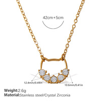 Collier pendentif en forme d'oreille de chat YF8173 élégant et polyvalent, plaqué or 18 carats, acier inoxydable imperméable