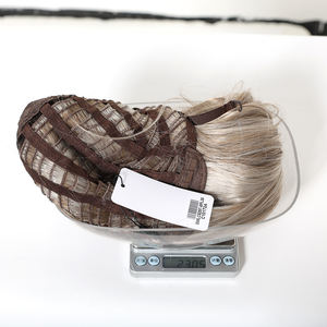 26 Zoll Hitzebeständige Synthetikfaser-Perücke Grau OMBRE Pony Glattes Haar Streifen Highlight Langes Haar Atmungsaktive Kappe Echtes Foto - Product Image 5