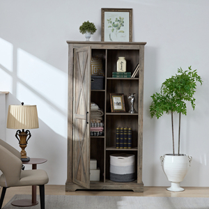 Armario de Almacenamiento Alto con Puertas Corredizas, Mueble Rústico de Madera Estilo Granja, Alacena, Organizador de Cocina para el Hogar - Product Image 2