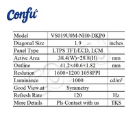Écran LCD IPS haute résolution BOE 1,9 pouce 1600x1200, taux de rafraîchissement PPI élevé, luminosité 1000, module carré 120 Hz, MIPI HMD AR VR
