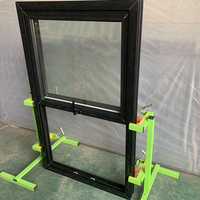 Ventana y puertas de Pvc de CHANGYI, ventanas verticales deslizantes con rotura térmica, ventanas de color negro UPVC, ventana colgada individual o individual con diseño de parrilla
