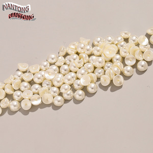 Perles demi-rondes Nantong de qualité supérieure, blanches, à dos plat, 807, pour DIY, nail art, accessoires pour cheveux, décorations pour coques de téléphone - Product Image 2