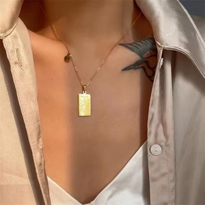 Luxe trendy roestvrijstalen schakelketting verguld met dubbele zijde astrologie 12 dierenriemtekens tarot roestvrijstalen bedelketting - Product Image 3