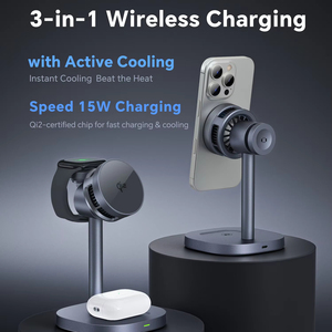 3-Trong-1 15W Nhanh Chóng Sạc Không Dây 2025 Sáng Tạo Mới Hợp Kim Nhôm <span class=keywords><strong>TEC</strong></span> Bán Dẫn Làm Mát Không Khí Từ Tính Đa Chức Năng - Product Image 2