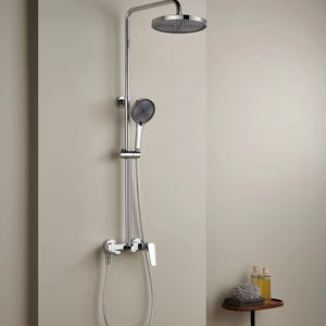 Mitigeur moderne en chrome poli Ensemble de robinets de salle de bains pour bain de pluie et douche 3 fonctions Vaporisateur doux et chaud Ascenseur mural - Product Image 1