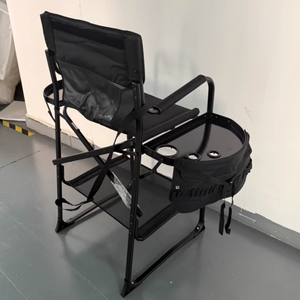Chaise de maquilleur pliable en aluminium, entièrement noire, design moderne, sac de rangement portable pour salon de coiffure - Product Image 5