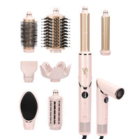 Styler capillaire LCD 8-en-1 avec accessoires de bouclage, brosse à air chaud, peigne lissant, buse de séchage, diffuseur, stock US, emballage en boîte couleur