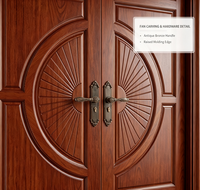Porte d'entrée extérieure en bois massif délicat avec isolation phonique pour maison, villa, hôtel et centre commercial - Design européen