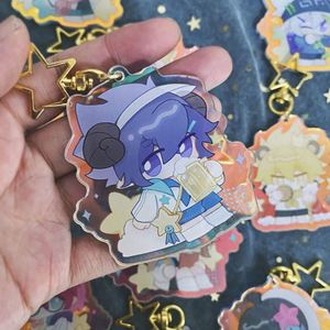 Wholesale <b>Anime</b> <b>Keychains</b> Maker Acrylic Carabiner Keychain with Holographic Charm Offset Printing Plastic Resin Materials Gifts - Product Image 6