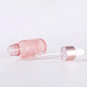 5m L10ml 15ml 30ml 50ml 100ml Rose Gold Skin Care Serum Pink Glass Dropper Bottle For Beard Essential Oil With Pipette Wholesale
