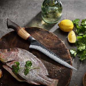 XINZUO Original Design 7,5 Zoll Damaststahl Küchen-Filiermesser mit Einzigartigem Griff aus Gebranntem Weißeichenholz - Product Image 4