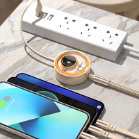 Kabel Pengisi Daya 3-in-1 Grosir, Kabel Retraktil Portabel Tipe-C//L/Micro, Transmisi Data untuk Perangkat Seluler, Kotak Hadiah