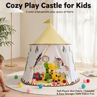 Tente pliable en coton pour enfants, type yourte, à armature droite, monocouche, motif dessin animé, pour l'intérieur, quatre saisons
