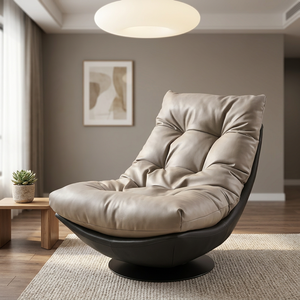 Sillón Moderno Tipo Huevo, Giratorio, de Cuero PU, para Sala de Estar, con Respaldo Acolchado, Asiento Reclinable, Decoración para el Hogar - Product Image 2