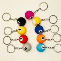 Llavero de PVC con bola de billar de simulación al por mayor, mini llavero de bola para llaveros elegantes, colgante para mochila, regalo