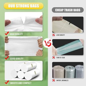 Huamaohengchun - Bolsas de Basura para Cocina con Cordón, 13 Galones, 110 Unidades, Transparentes, de LDPE, Sin Perfume, Resistentes, para Hogar y Oficina - Product Image 2