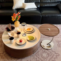 Nouvelle Table Basse Moderne 2025 Style Feuille en Bois et Acier avec Rangement pour Salon, Hôtel, Villa