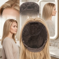 Perruque juive Sheitel transparente à dessus en soie injectée, personnalisée pour salon, en cheveux vierges Remy mongols blonds, prix usine en gros