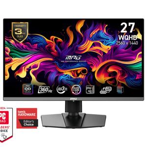 QD-OLED 271QRX สำหรับเล่นเกม MSI MPG พร้อมไฟ2560x1440 (wqhd) ความเร็ว0.03MS (GTG) 360Hz 250จอภาพสำหรับเล่นเกม (Typ) ความสว่าง - Product Image 1