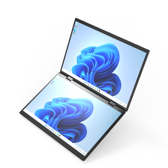 2025 Factory New 14 Inch Touch Screen Dual Screen Ultrabook Intel N100 Quad Core DDR4 Windows 11 SSD Aluminum Laptop English