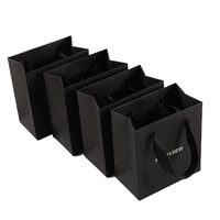 Sacs en papier de luxe écologiques noirs personnalisés avec logo, petits sacs cadeaux de luxe en papier avec ruban pour bagues, colliers et bijoux