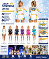 Uniforme de cheerleading personnalisé noir turquoise à manches longues en maille, épaules dénudées, avec strass, dos croisé, haut court et jupe à ourlet ondulé