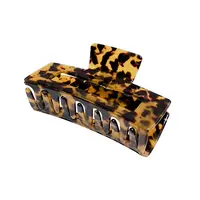Benutzer definierte 5-Zoll-Französisch Design Square Extra große Leopard Acetate Schildpatt Strong Hold Haar Kiefer Klaue Clips für dickes Haar