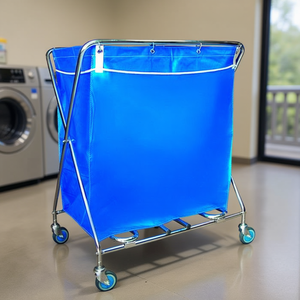 Carrello Multiuso 343 L in Acciaio Inox Blu Pieghevole con Ruote per Stoccaggio Lavanderia - Product Image 3