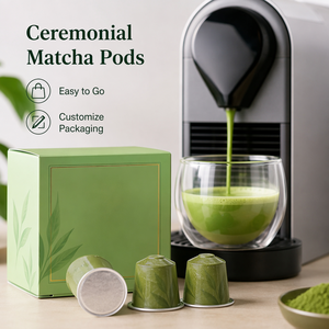 Premium Ceremonial Matcha Capsules Sugar Free <strong>Compatible</strong> Green Tea <strong>Pods</strong> for Latte Smoothie Wholesale OEM <strong>UK</strong> Supply - Product Image 1