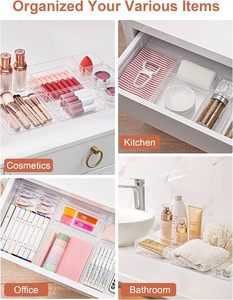 Kitchen Bathroom Clothing Stackable Drawer Dividers Clear Adjustable Multifunction Modern Organizer Box Storage Tray - Product Image 5