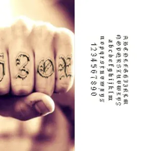 Inglese parola lettere nere Body Art tatuaggio adesivo impermeabile per tatuaggi temporanei 26 lettere ABC adesivi tatuaggio temporaneo
