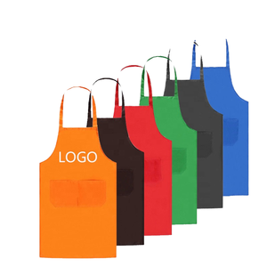 Tablier publicitaire CTY pour femmes, sans manches, 2 poches, en polyester, lavable, noir, pour cuisine, nettoyage, barbecue, logo personnalisé - Product Image 4