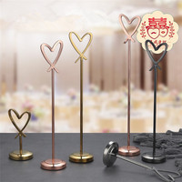 Vente en gros en acier inoxydable en forme de cœur pour table de mariage, siège, plat, place, porte-cartes, piédestal, buffet, nombre de clips